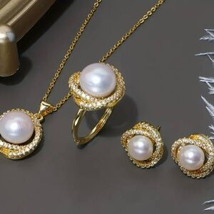 Earrings + Necklace + Ring Elegant Jewelry Set